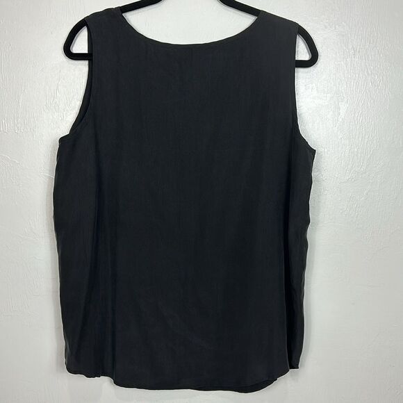 Lauren Sara Classics Vintage Silk Black Round Neck Tank Top Size M - Picture 3 of 6